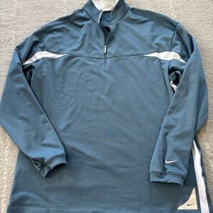 Nike Men's Blue and White Long Sleeve Shirt